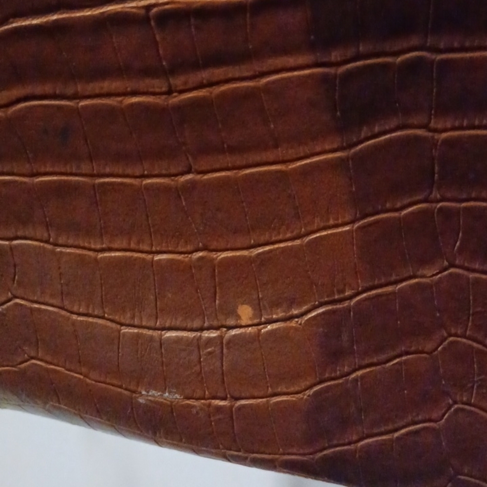 Bueno Dark Brown Faux leather croc embossed shoulder Tote laptop travel bag - Picture 7 of 8